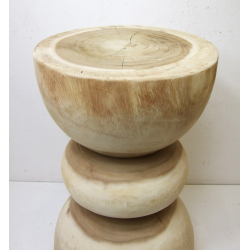 Stolik Stołek Owal okrągły pełne drewno TEAK 45x30cm